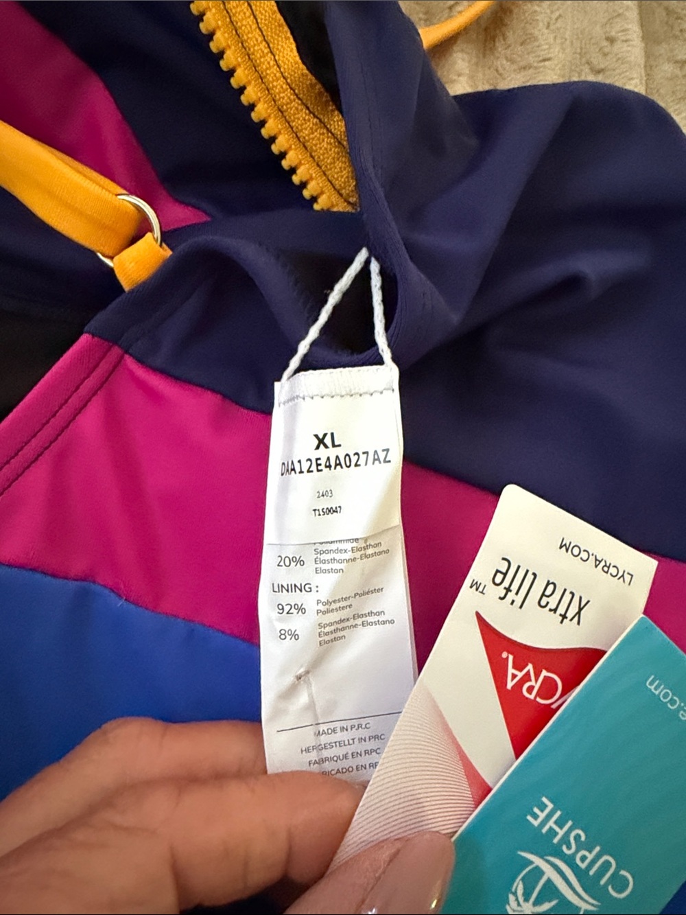 Cupshe Navy One-Piece Swimsuit with Pink, Blue & Yellow Accents - Picture 5 of 5